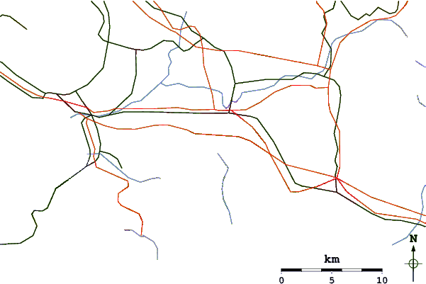 Roads and rivers around Monte de Chiunzi