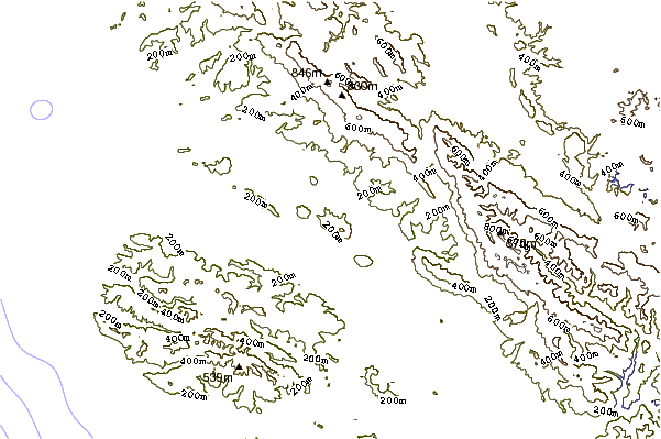 Mountain peaks around Chumash Peak