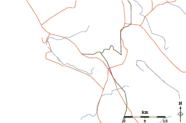 Roads and rivers around Chumash Peak