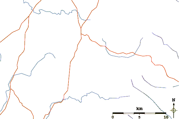 Roads and rivers around Church Mountain