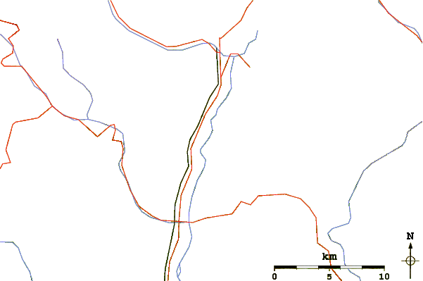 Roads and rivers around Cima Preti