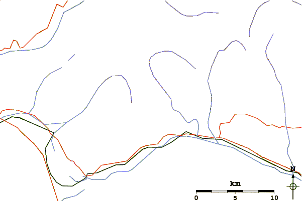 Roads and rivers around Cima d'Asta