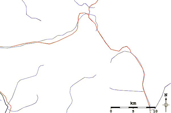 Roads and rivers around Cima dal Cantun