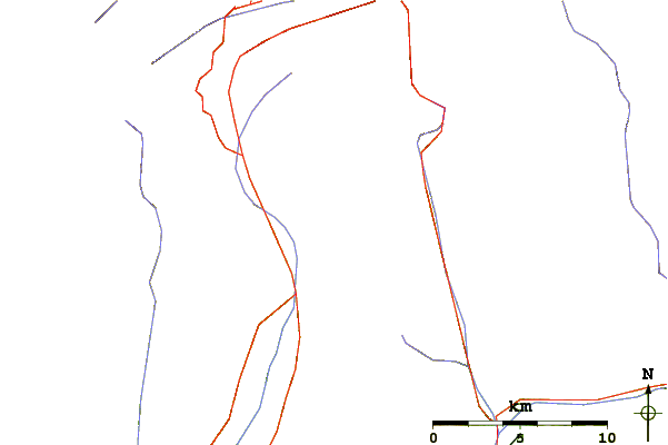 Roads and rivers around Cima de Barna