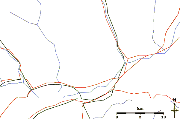 Roads and rivers around Cima dell'Uomo