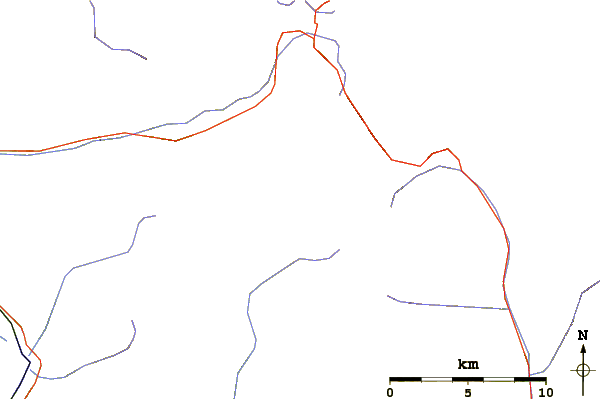 Roads and rivers around Cima di Castello