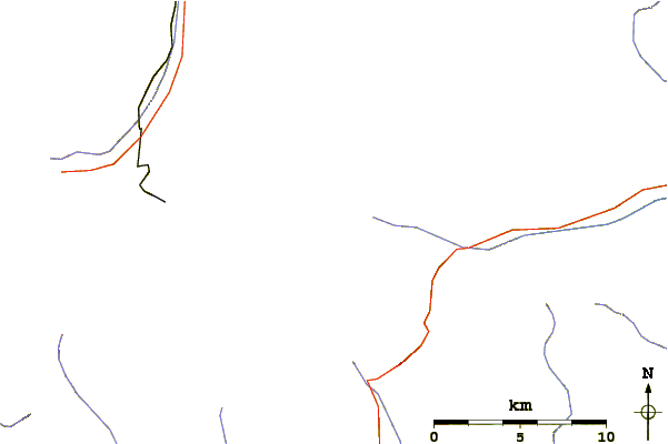 Roads and rivers around Cima di Jazzi