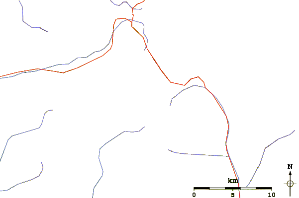 Roads and rivers around Cima di Rosso