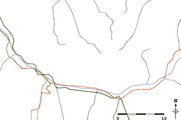 Roads and rivers around Cime de Caron