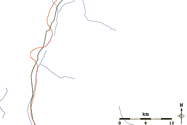 Roads and rivers around Cinder Cone (British Columbia)