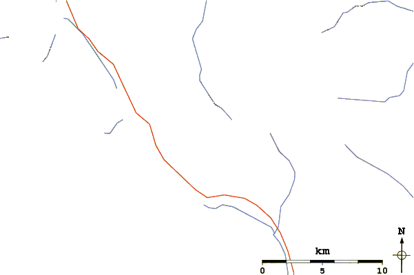 Roads and rivers around Cirque Peak