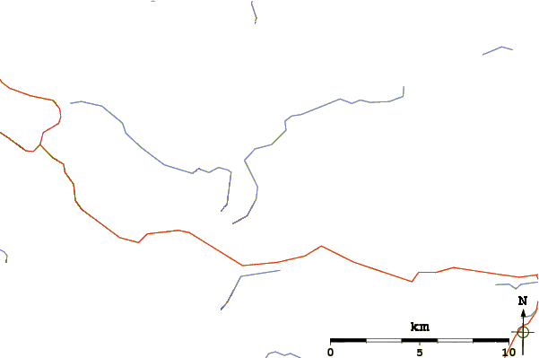 Roads and rivers around Ciste Dhubh