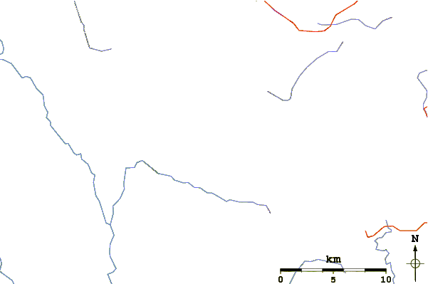 Roads and rivers around Cleft Peak