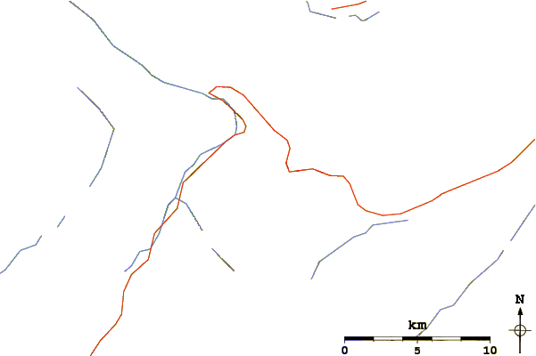 Roads and rivers around Clements Mountain