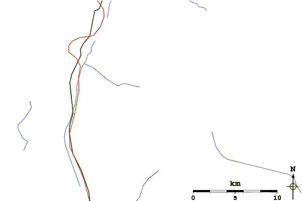 Roads and rivers around Clinker Peak