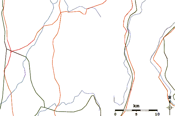 Roads and rivers around Clove Mountain