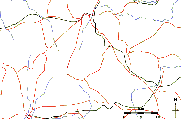 Roads and rivers around Coatepeque Caldera