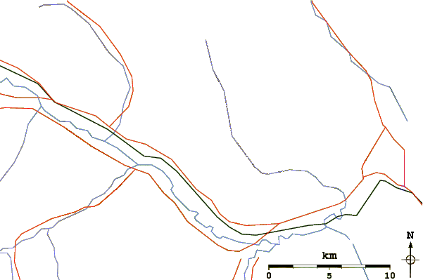 Roads and rivers around Cockscomb Mountain (Alberta)