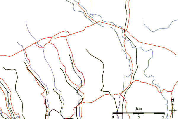 Roads and rivers around Coity Mountain