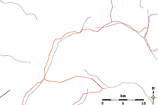 Roads and rivers around Colac (mountain)