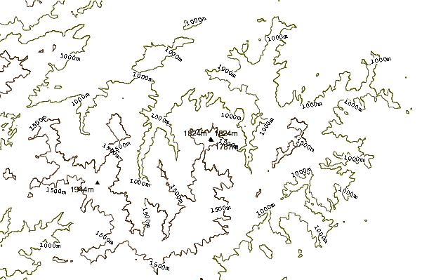 Mountain peaks around Cold Mountain (North Carolina)