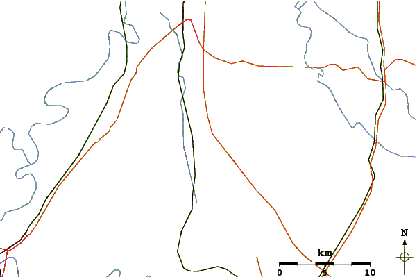 Roads and rivers around Collins Mountain