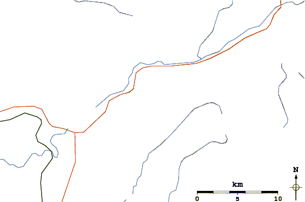 Roads and rivers around Colonel Bob Mountain