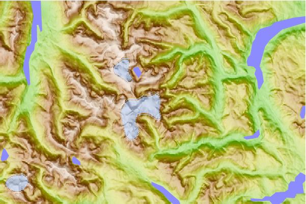 Surf breaks located close to Comox Glacier