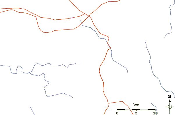 Roads and rivers around Coosa Bald