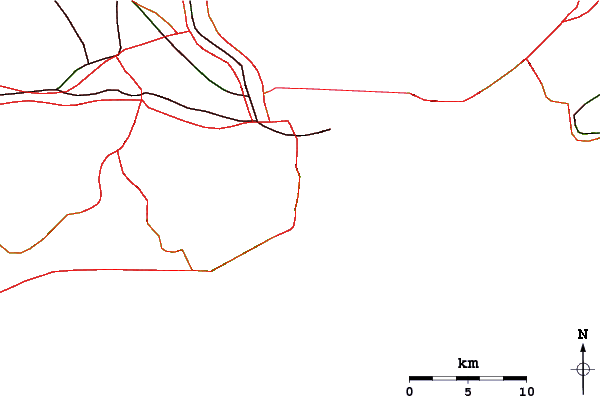 Roads and rivers around Corcovado (Brazil)