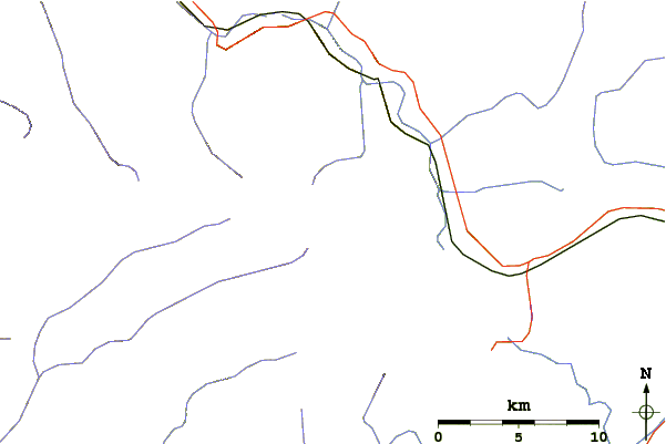 Roads and rivers around Cornell Mountain