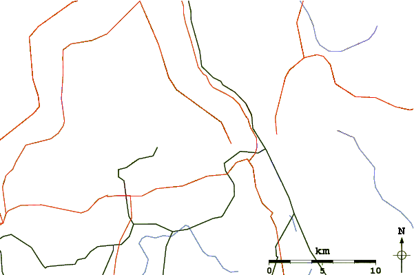 Roads and rivers around Corni di Canzo