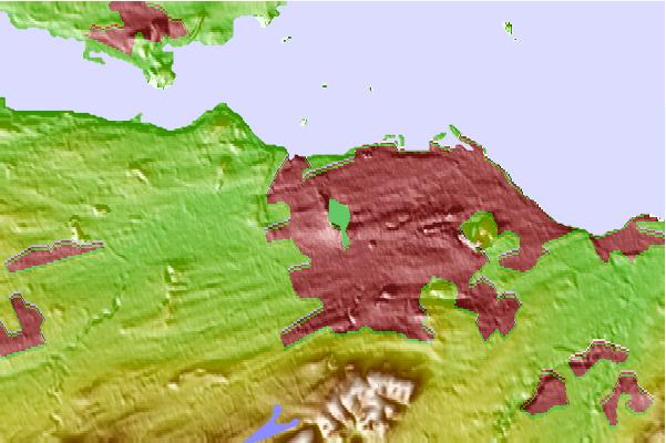 Surf breaks located close to Corstorphine Hill