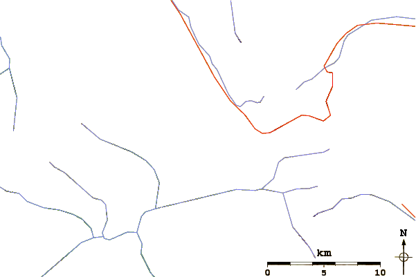 Roads and rivers around Corteo Peak