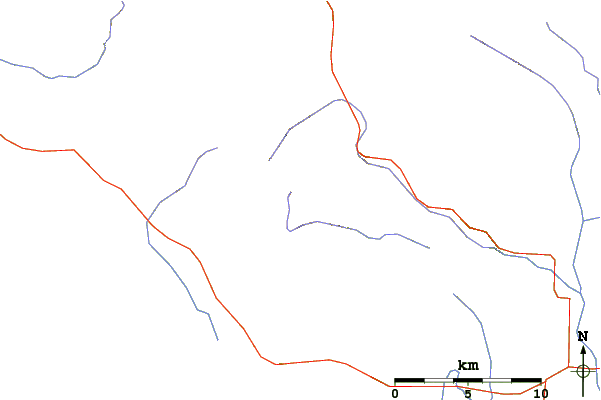 Roads and rivers around Cougar Peak