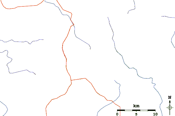 Roads and rivers around Cowrock Mountain