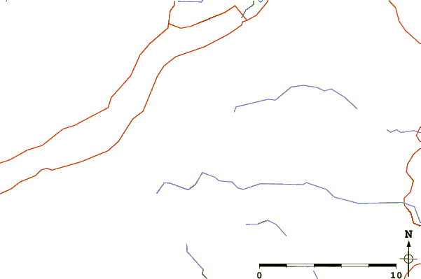 Roads and rivers around Creagan na Beinne