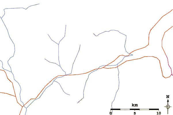 Roads and rivers around Crest Mountain