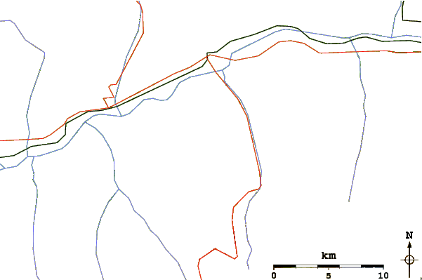 Roads and rivers around Crêt du Midi