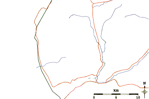 Roads and rivers around Crib-y-rhiw