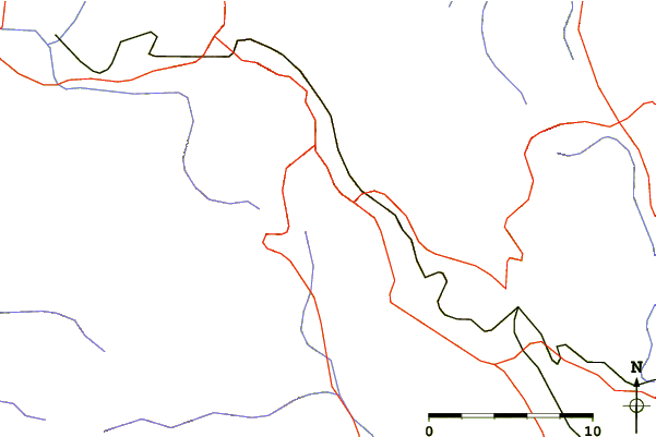 Roads and rivers around Crni Vrh (Bor)