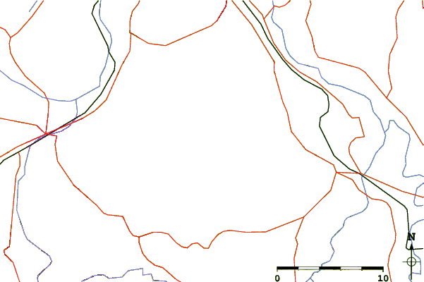 Roads and rivers around Crni Vrh (Jagodina)