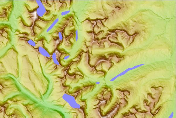 Surf breaks located close to Crowfeet Mountain