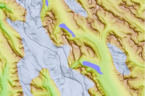 Surf breaks located close to Crowfoot Mountain (Alberta)