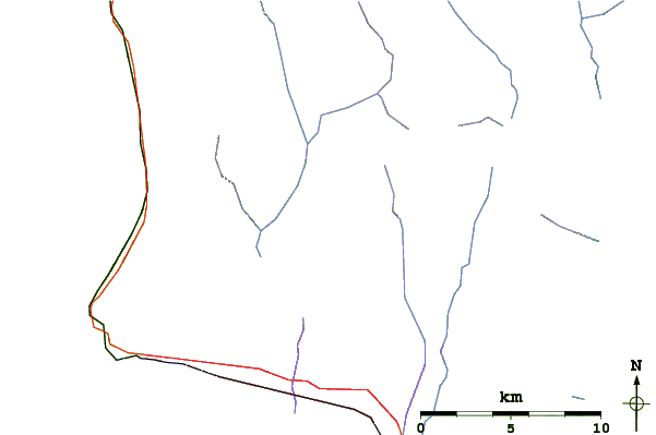 Roads and rivers around Crown Mountain (North Vancouver, British Columbia)