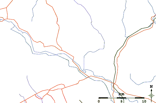 Roads and rivers around Crug Hywel