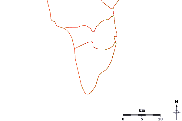 Roads and rivers around Cumbre Vieja