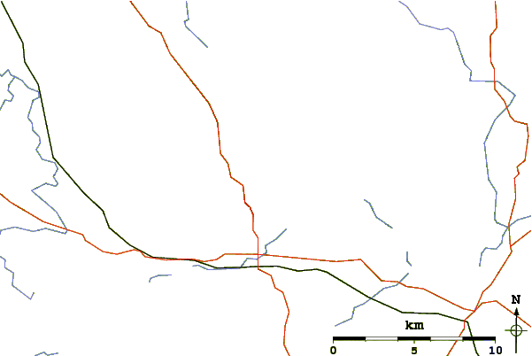 Roads and rivers around Curlew Mountains