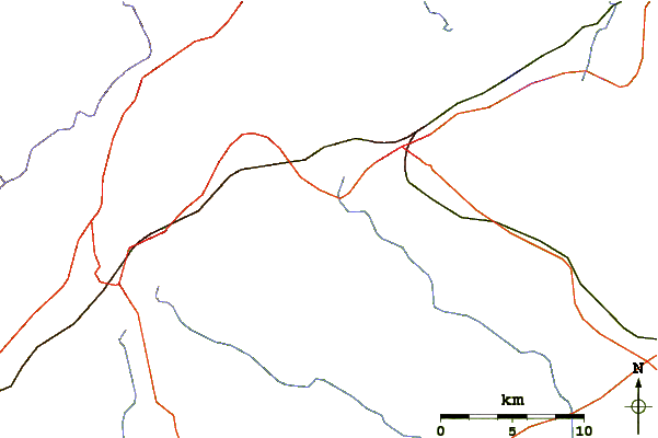 Roads and rivers around Currahee Mountain