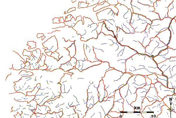 Roads and rivers around Dalsnibba